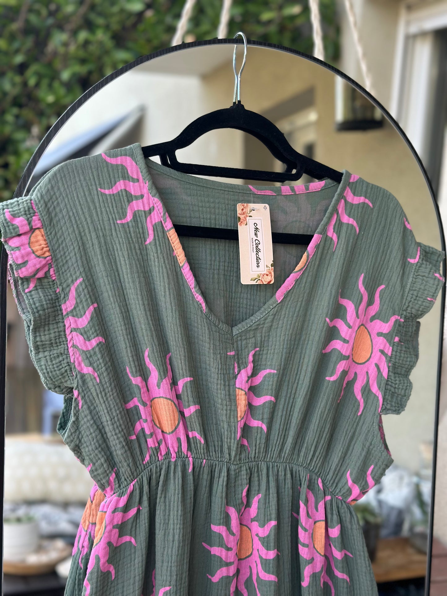 Robe gaze de coton imprimé soleil Made in Italy T.U 36/40