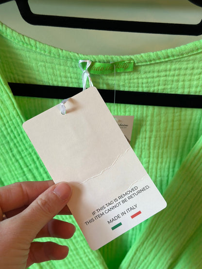 Combishort uni vert gaze de coton neuf avec étiquette TU