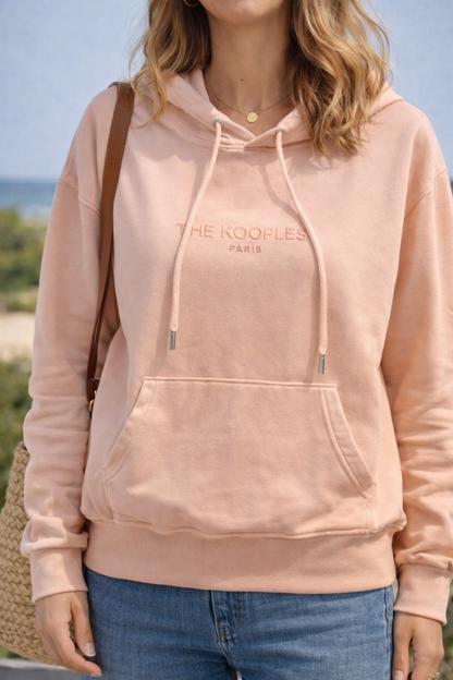 Sweat à capuche abricot T.36