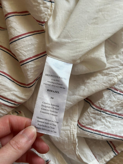 Robe rayée écrue rouge bleu en  viscose T.34