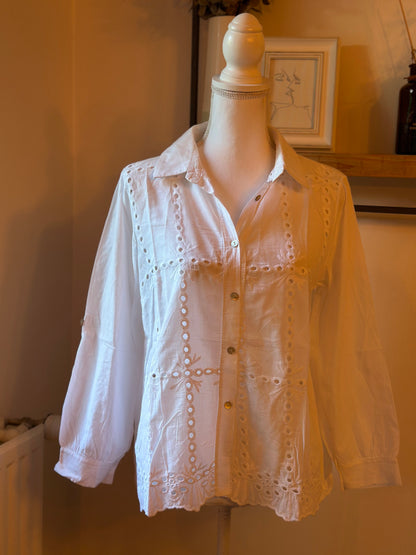 Chemise blanche broderie anglaise en coton Made in Italy T.U
