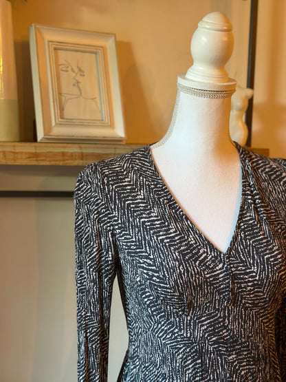 Robe longue motif noir blanc lurex T.36