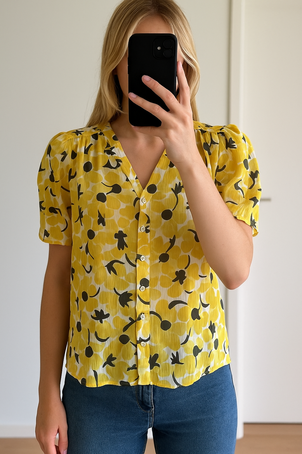 Blouse légère fleurie jaune Morgan – T.34/36