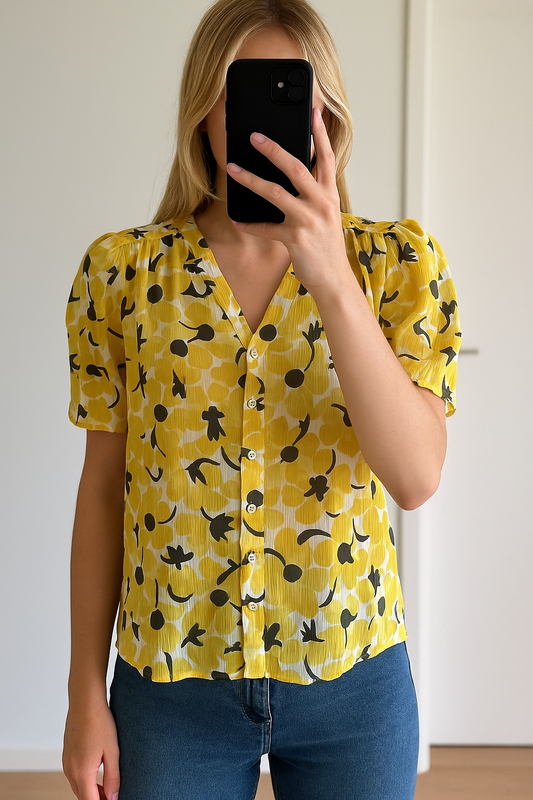 Blouse légère fleurie jaune Morgan – T.34/36
