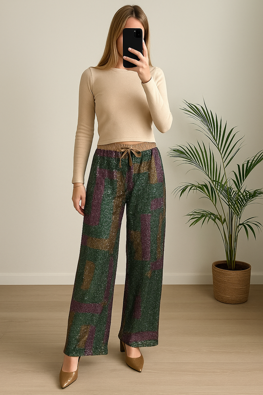 Pantalon à sequins multicolore neuf T.36/38