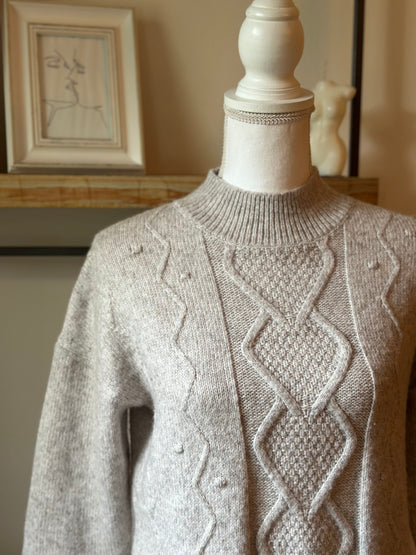 Pull torsadé col montant gris T.36