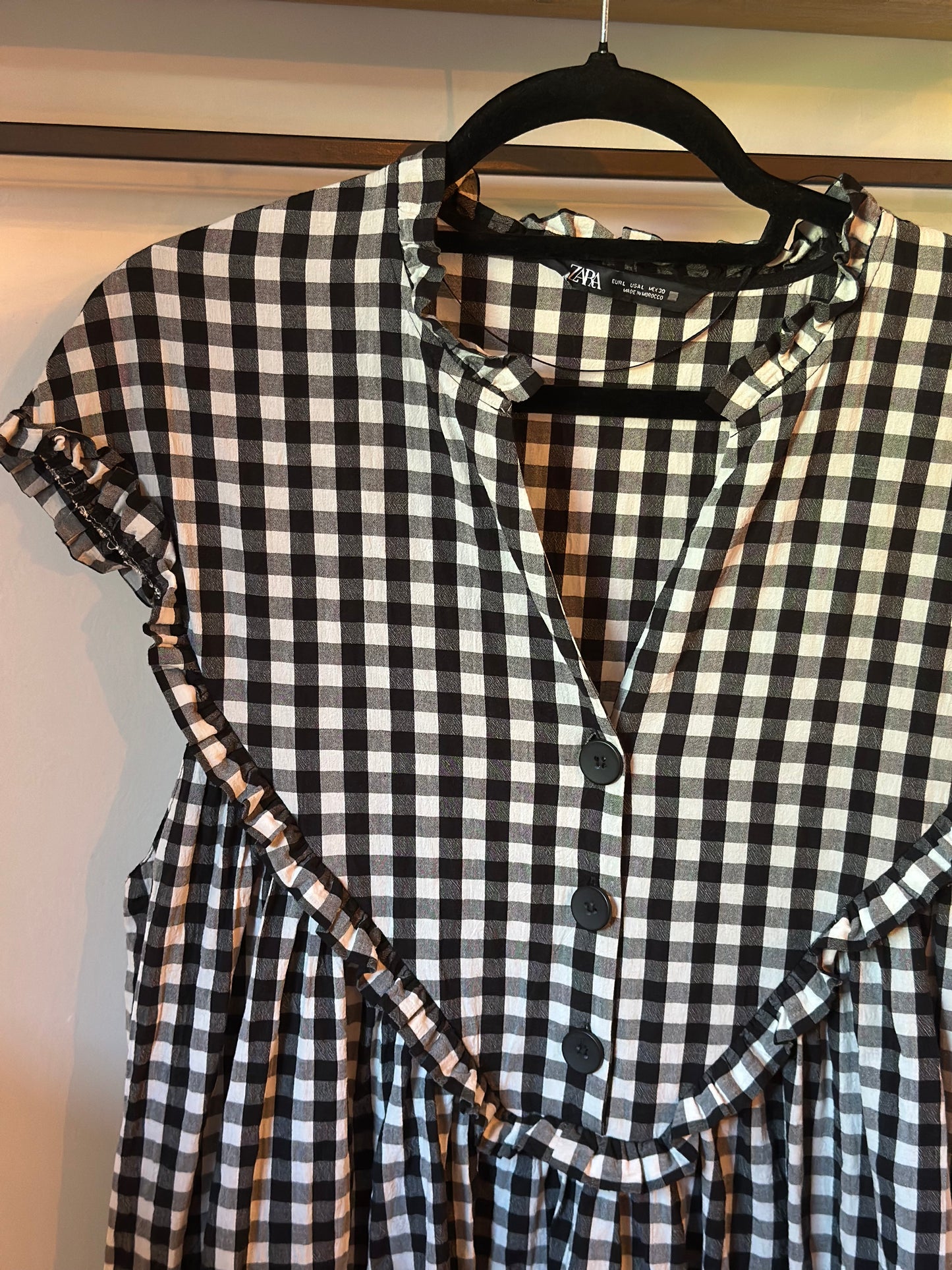 Combishort façon robe vichy noir et blanc T.40