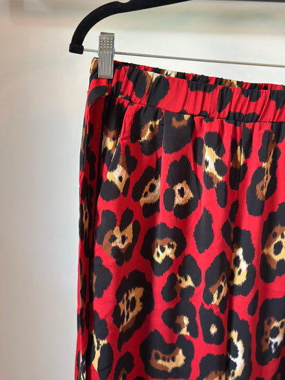 Pantalon fluide léopard rouge T.38