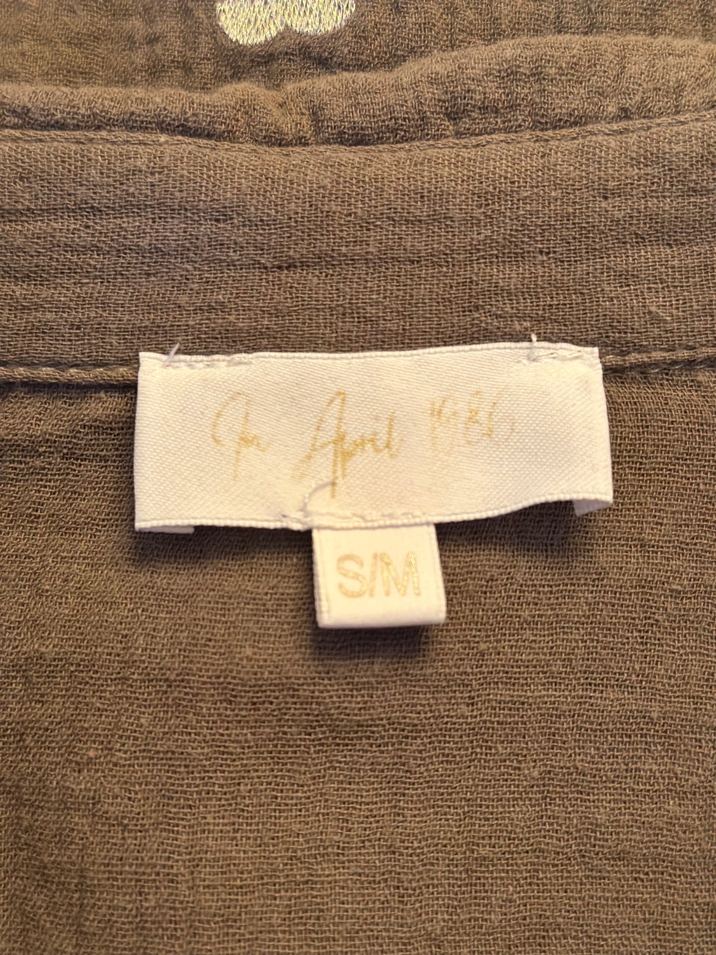 Chemise à motifs cœurs en gaze de coton kaki T.36