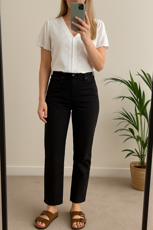 Jean noir coupe droite Levi’ s Premium 724 High Rise Straight T.34