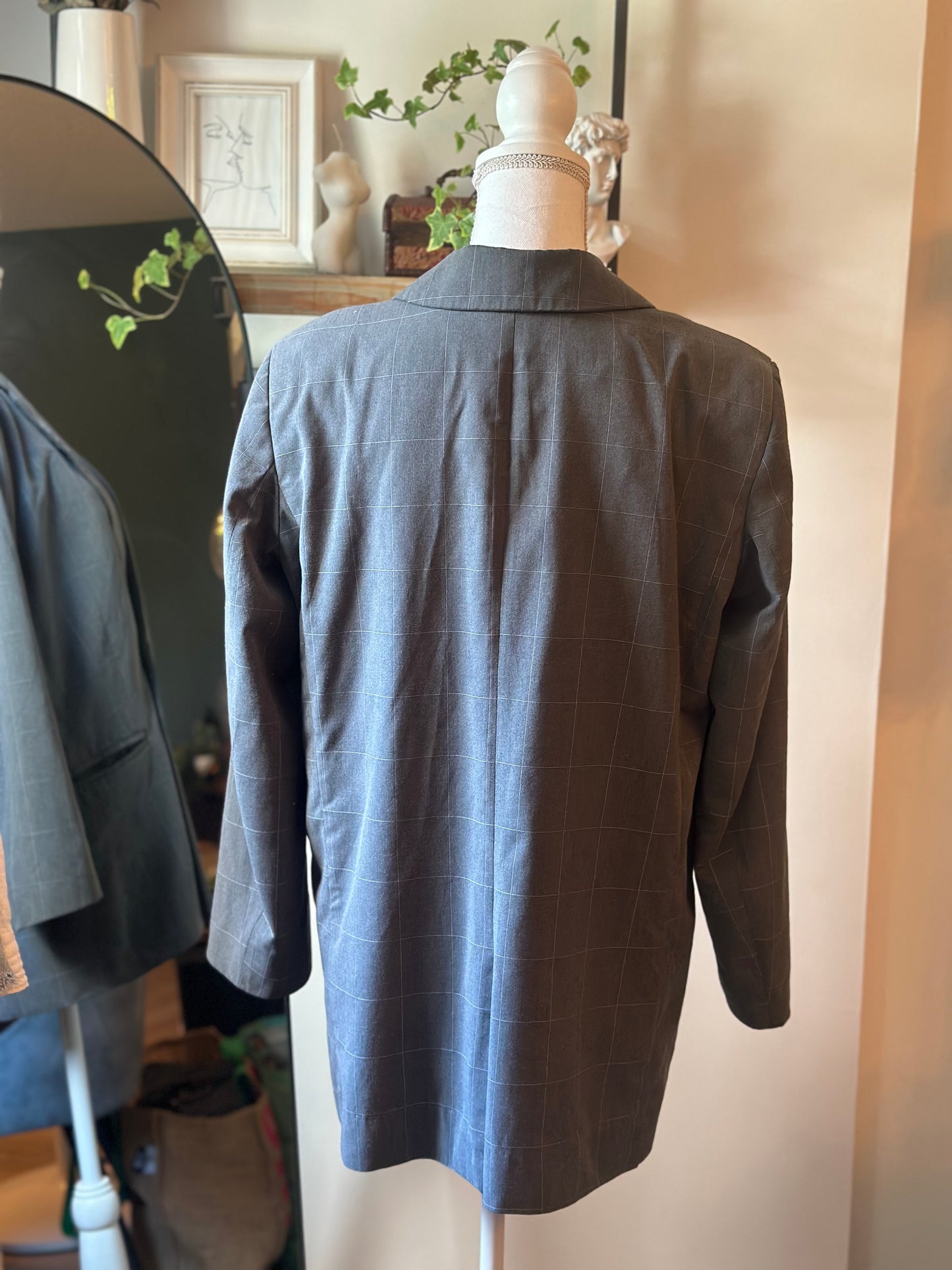 Veste blazer oversize gris à carreaux T.38