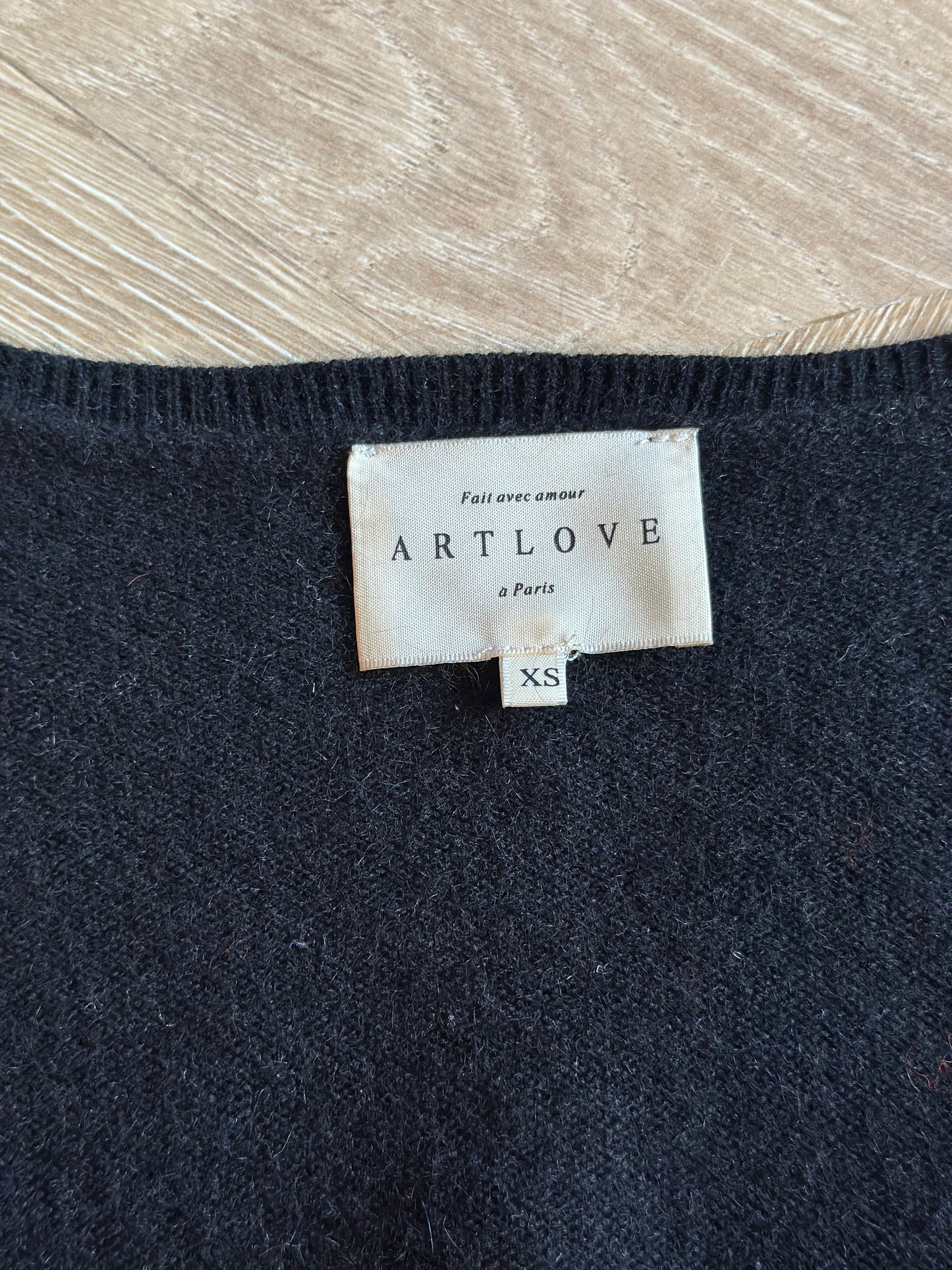 Pull noir col V laine mélangée T.34