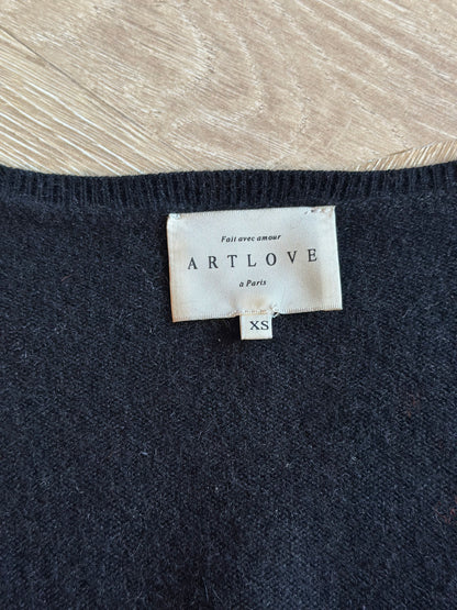 Pull noir col V laine mélangée T.34