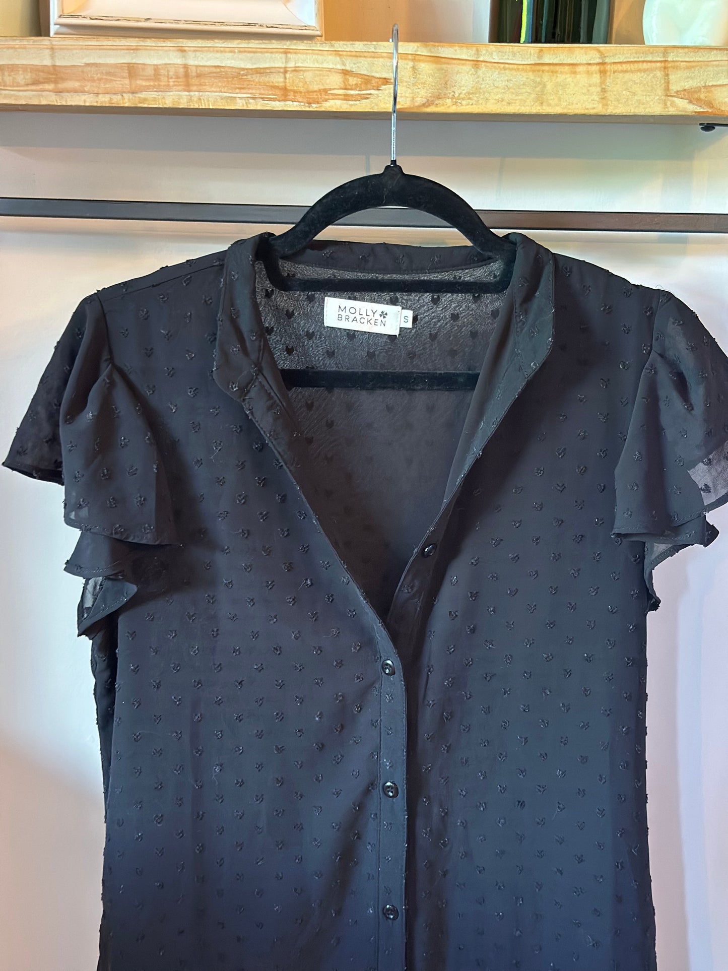 Robe midi noire plumetis T.36