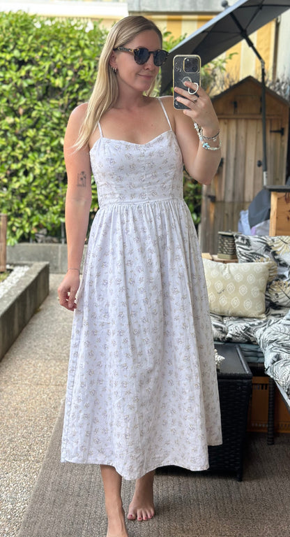 Robe longue en lin et coton fleurie T.36