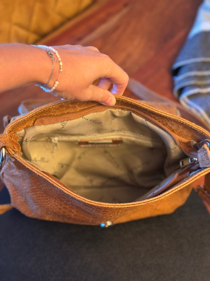 Sac en cuir effet python camel – modèle Elena