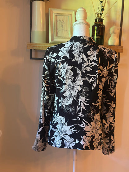 Blazer fluide fleuri noir & blanc T.40