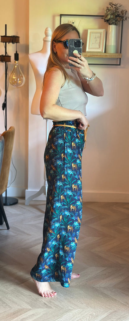 Pantalon fluide large jungle léopard T.36