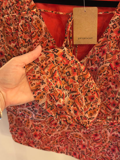 Blouse cropped imprimé corail T.44 Neuf