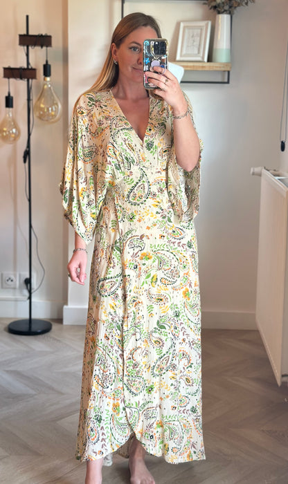 Robe longue imprimé fleuri et cachemire T.34