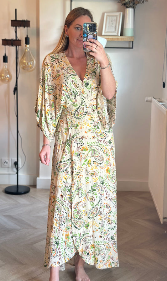 Robe longue imprimé fleuri et cachemire T.34