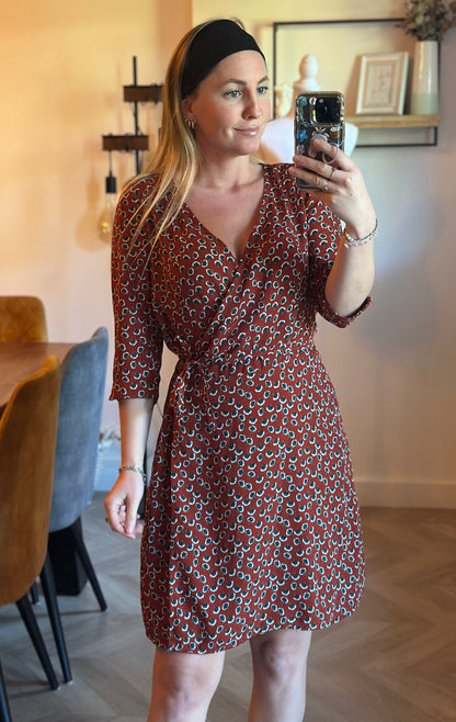 Robe portefeuille imprimé fleuri terracotta T.36