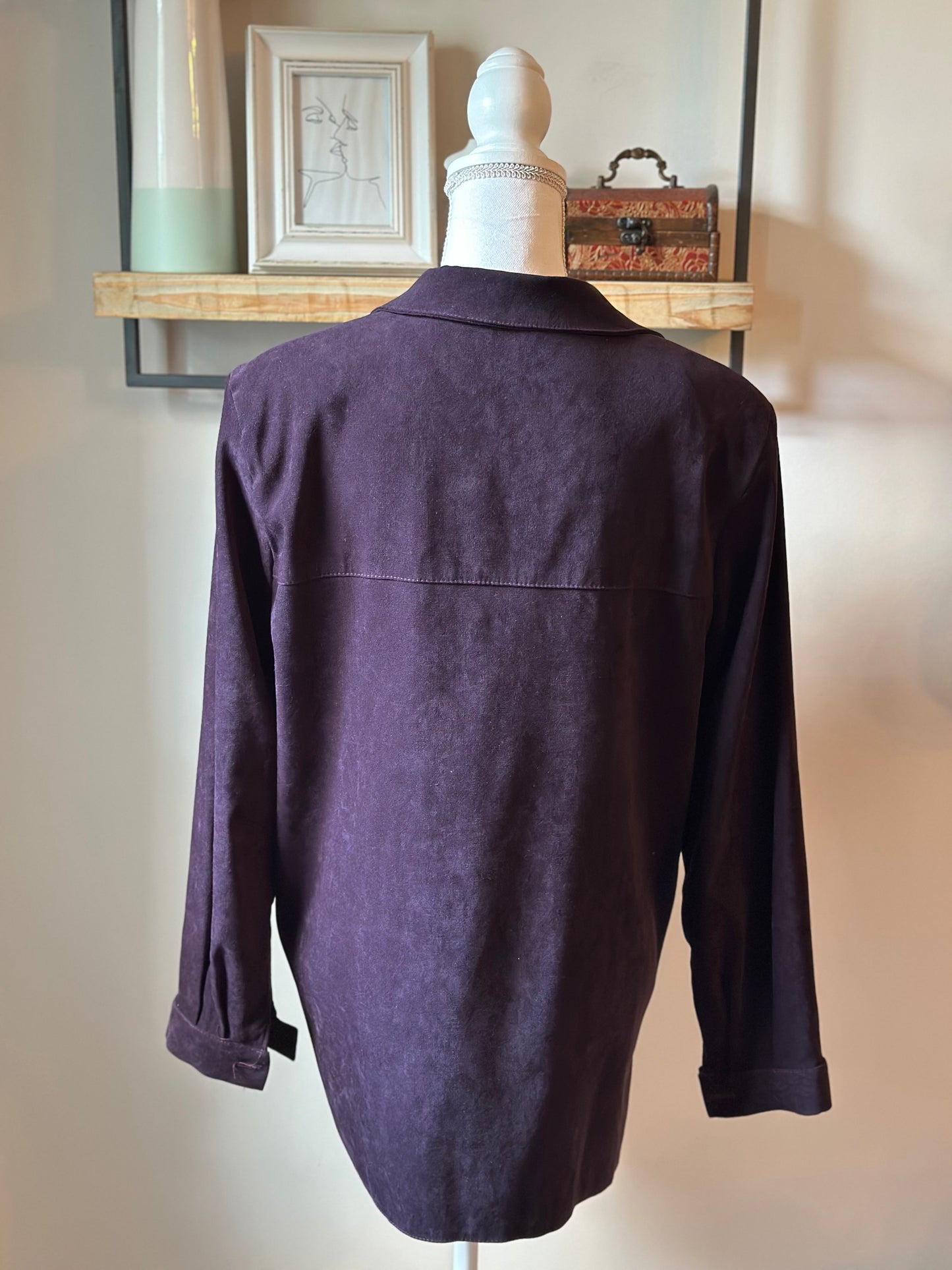 Veste vintage velours violine brodée – Taille 40/42 – Made in France