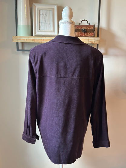 Veste vintage velours violine brodée – Taille 40/42 – Made in France