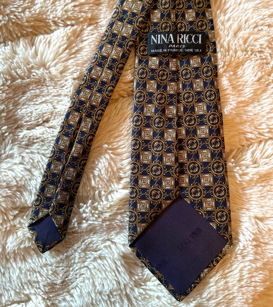 Cravate à motifs en soie, modèle vintage - Nina Ricci