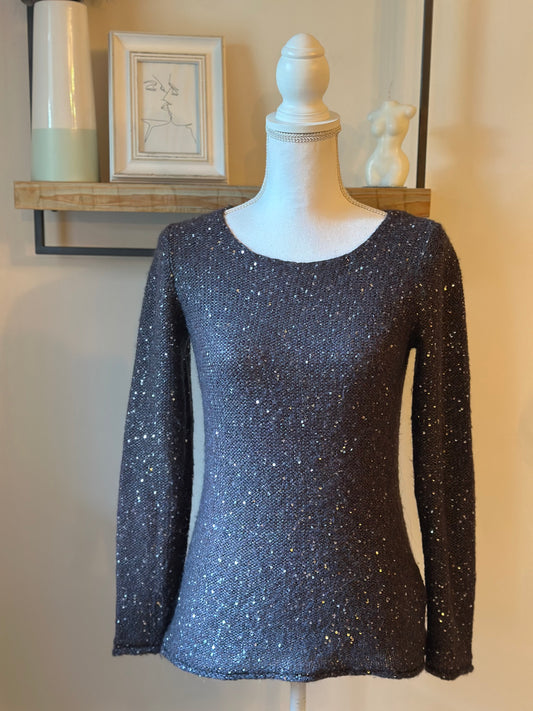 Pull gris à sequins en mohair et laine T.38