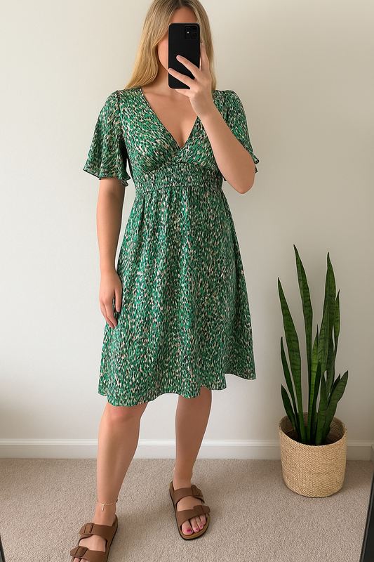 Robe verte à motifs dos nu T.36/38