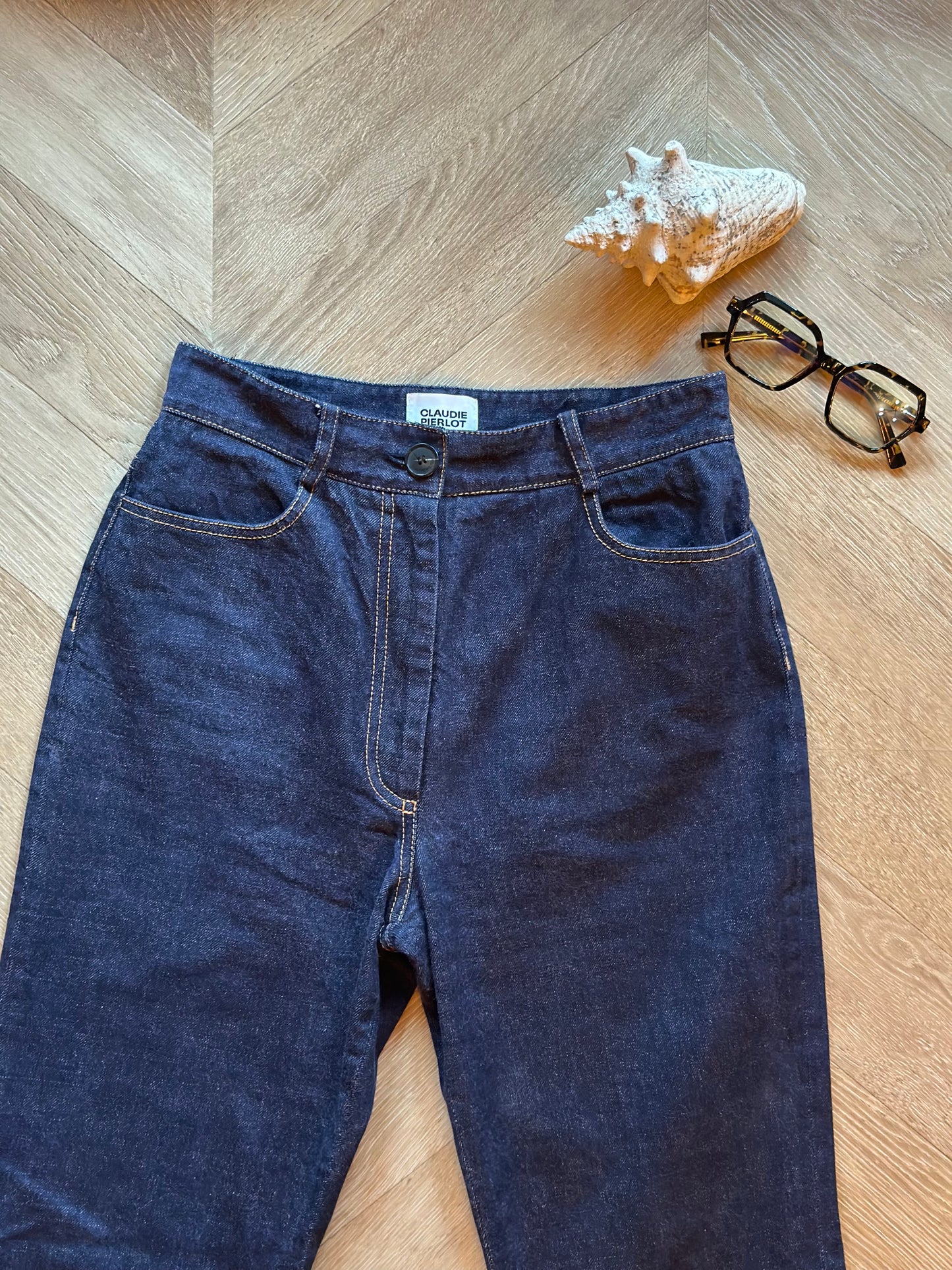 Jean flare denim brut Claudie Pierlot modèle Paolo Court T.36