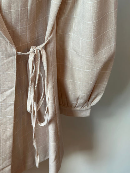 Robe blazer portefeuille beige à carreaux T.34