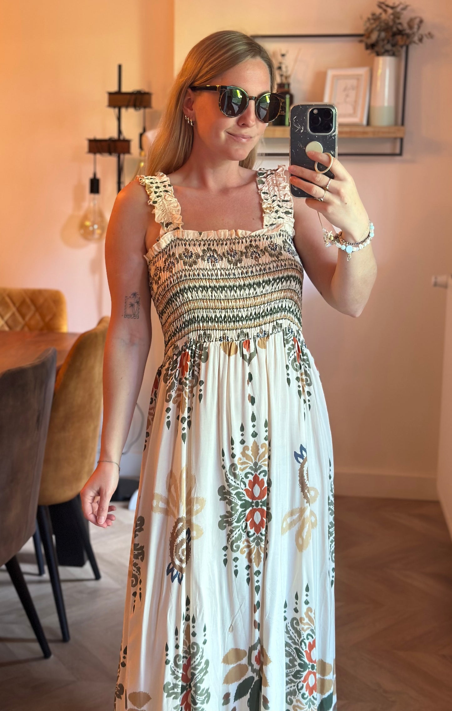 Robe longue bohème imprimé ethnique T.U