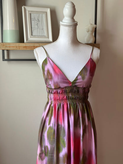 Robe longue fluide rose lila colorée neuf T.36