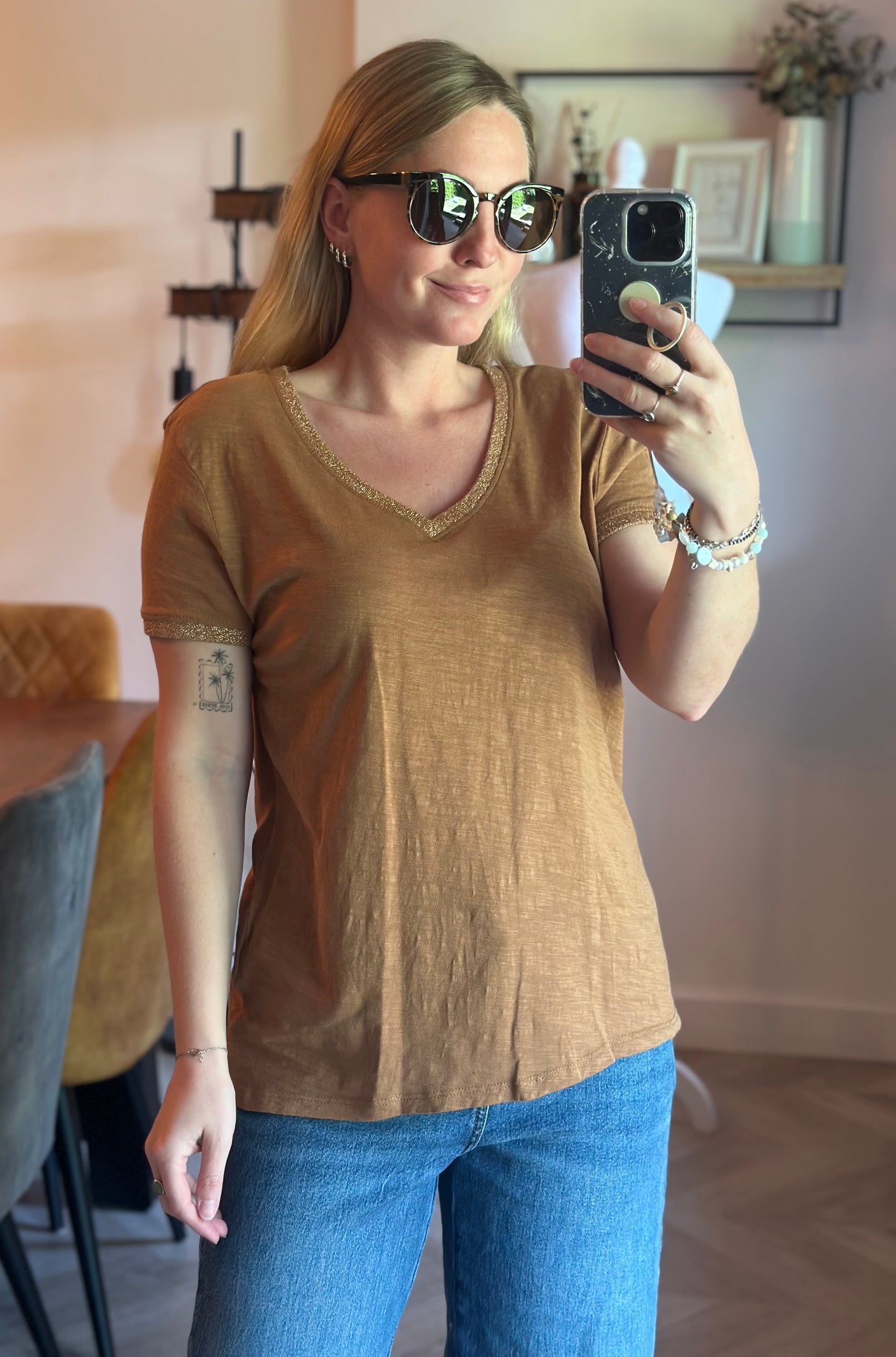 T-shirt Sora camel irisé – Taille M