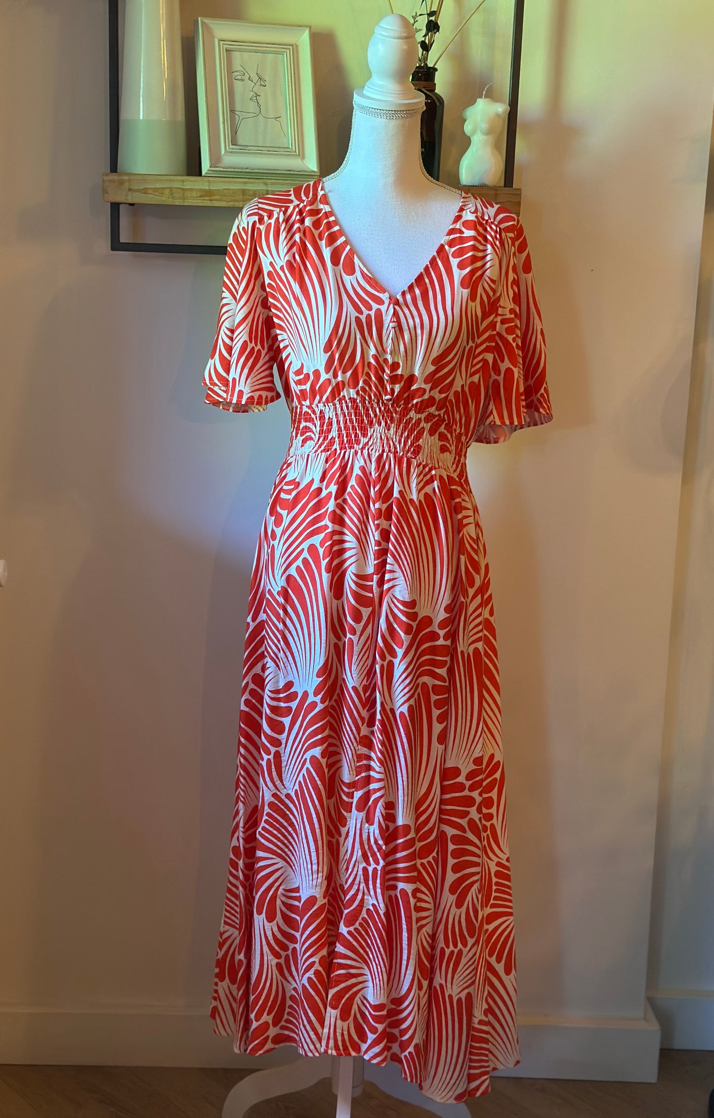 Robe longue imprimé corail T.36/38