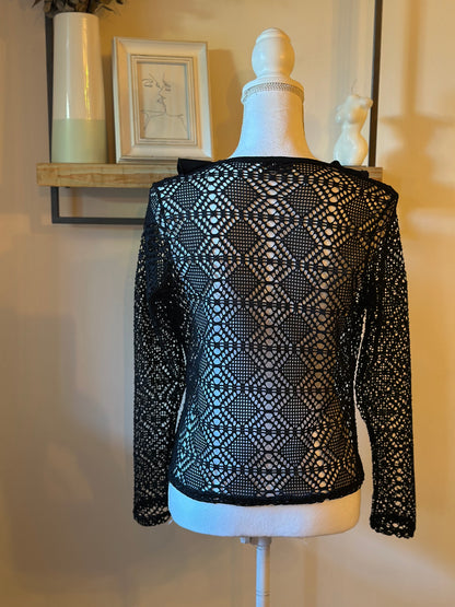 Blouse dentelle noire col volanté Vintage 20’s Tiana Mode Paris T.36