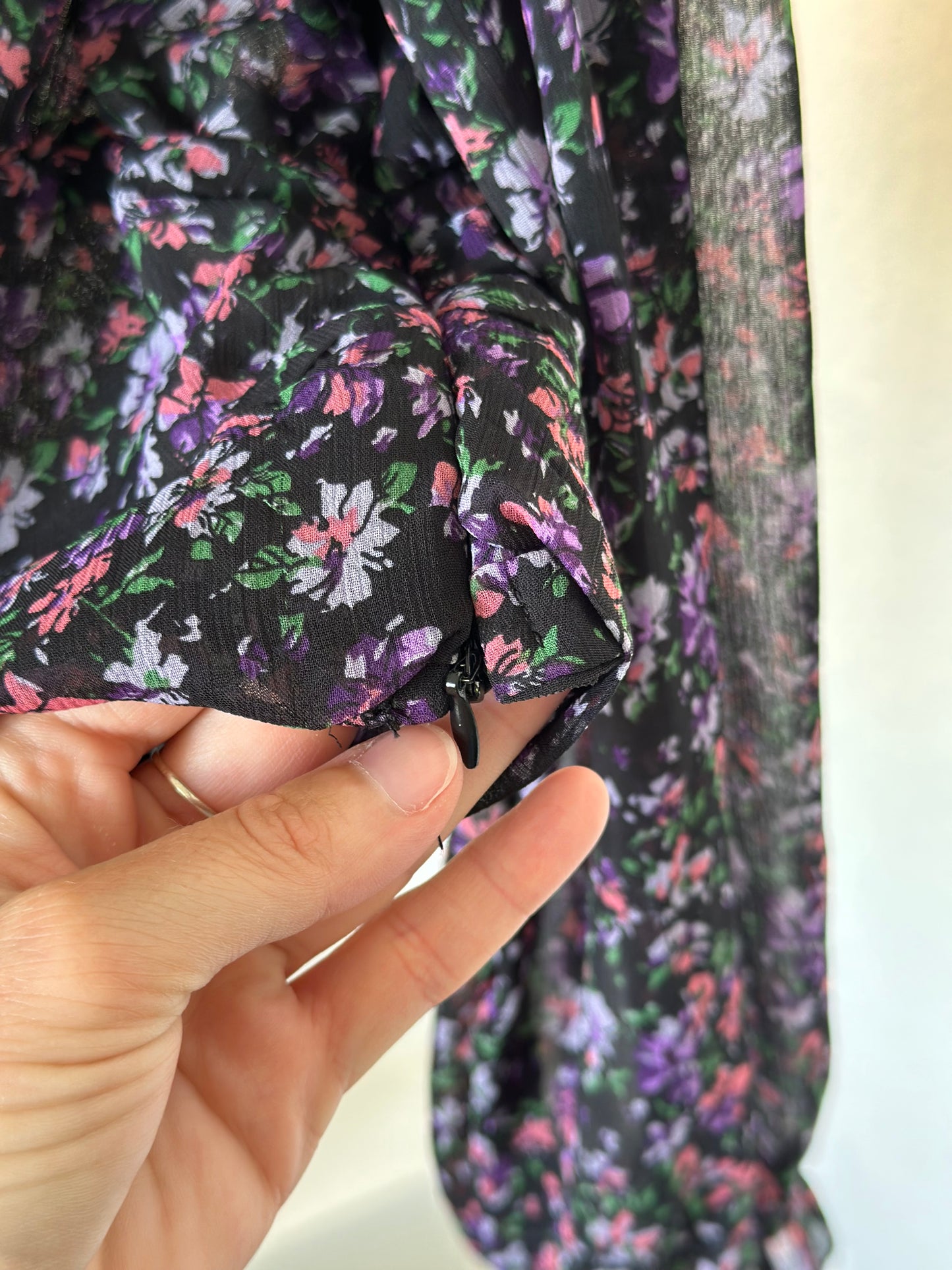 Blouse fluide style bohème fleurie lilas/violet T.38