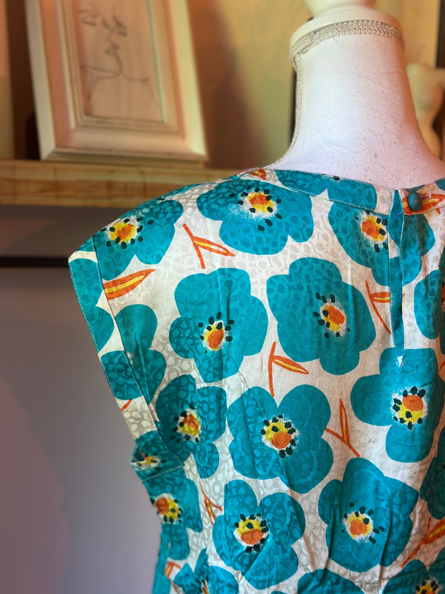 Blouse 100% soie imprimé fleuri T.40