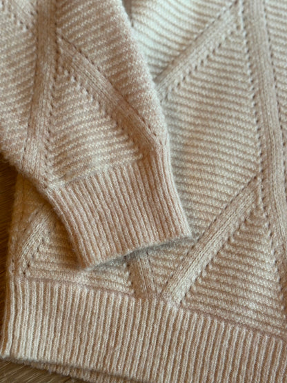 Gilet cardigan maille ajourée laine alpaga T.38