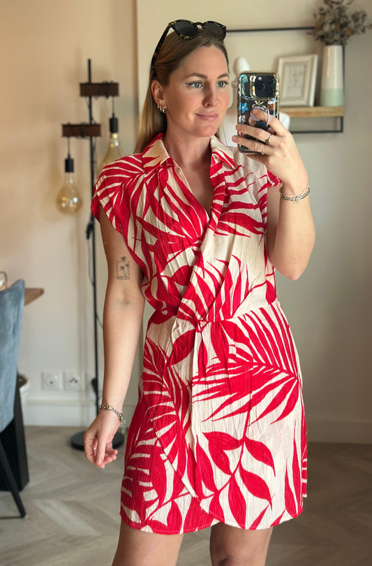 Robe midi fleurie rose T.36