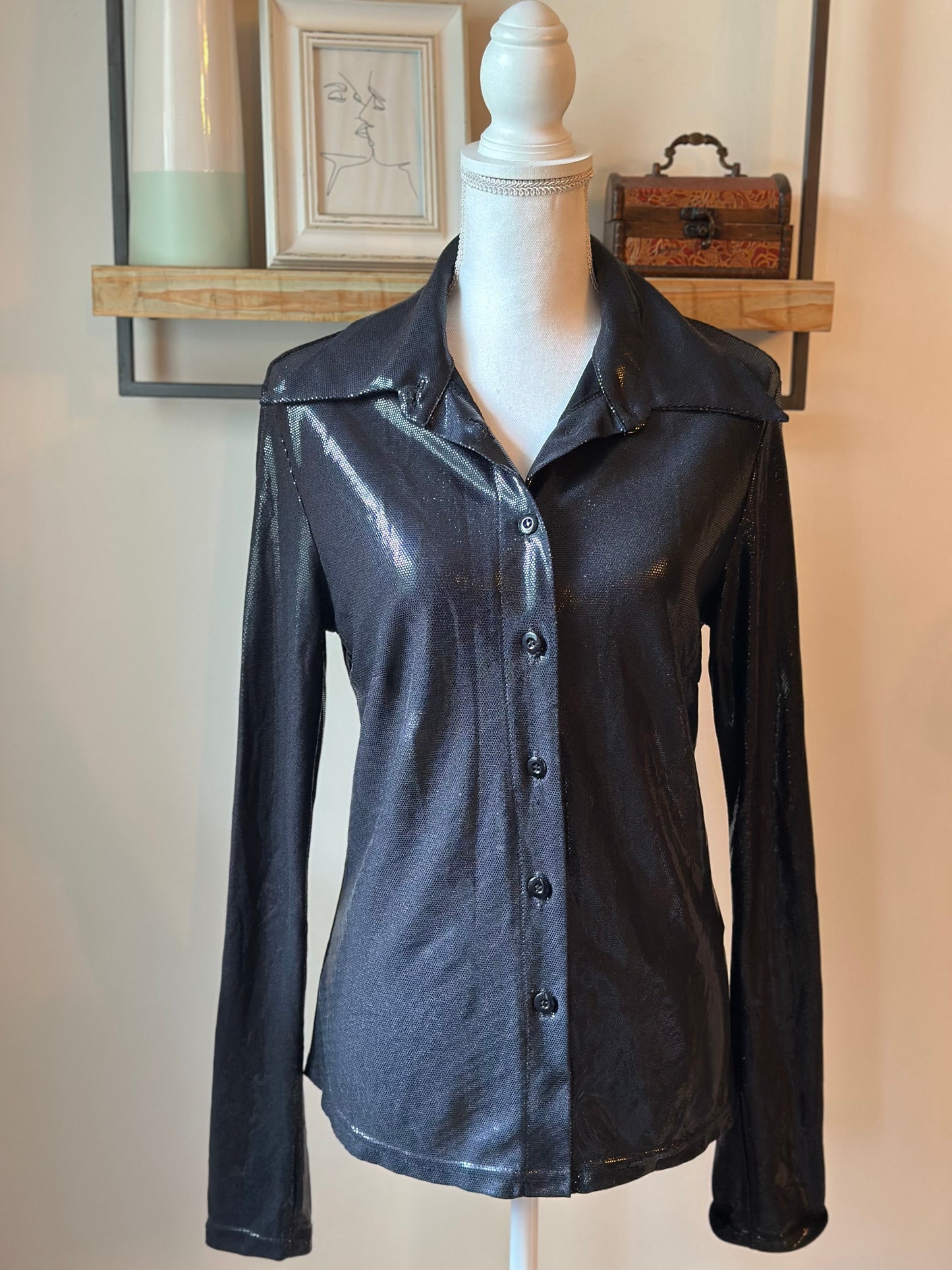 Chemise noir effet métallisé vintage T.U