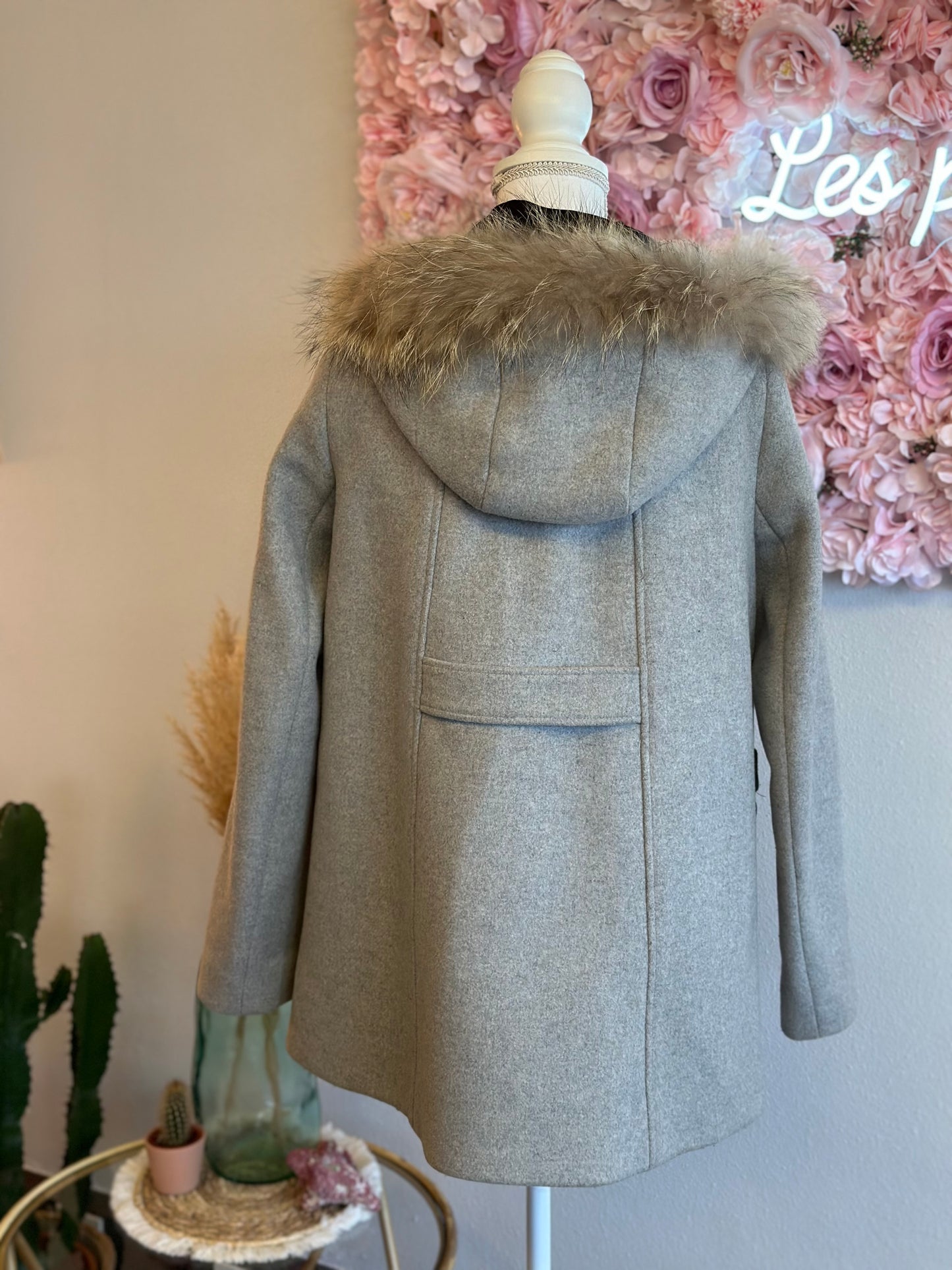 Manteau gris chiné en laine T.38