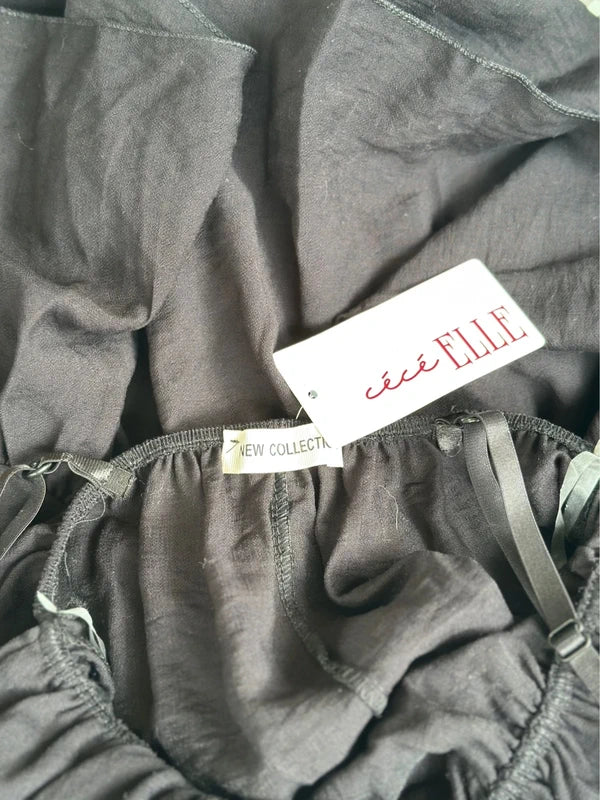 Robe à bretelles Made in Italy noire en viscose T.U