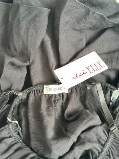 Robe à bretelles Made in Italy noire en viscose T.U
