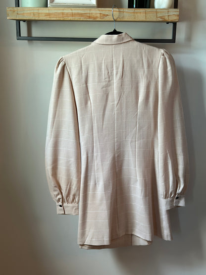 Robe blazer portefeuille beige à carreaux T.34