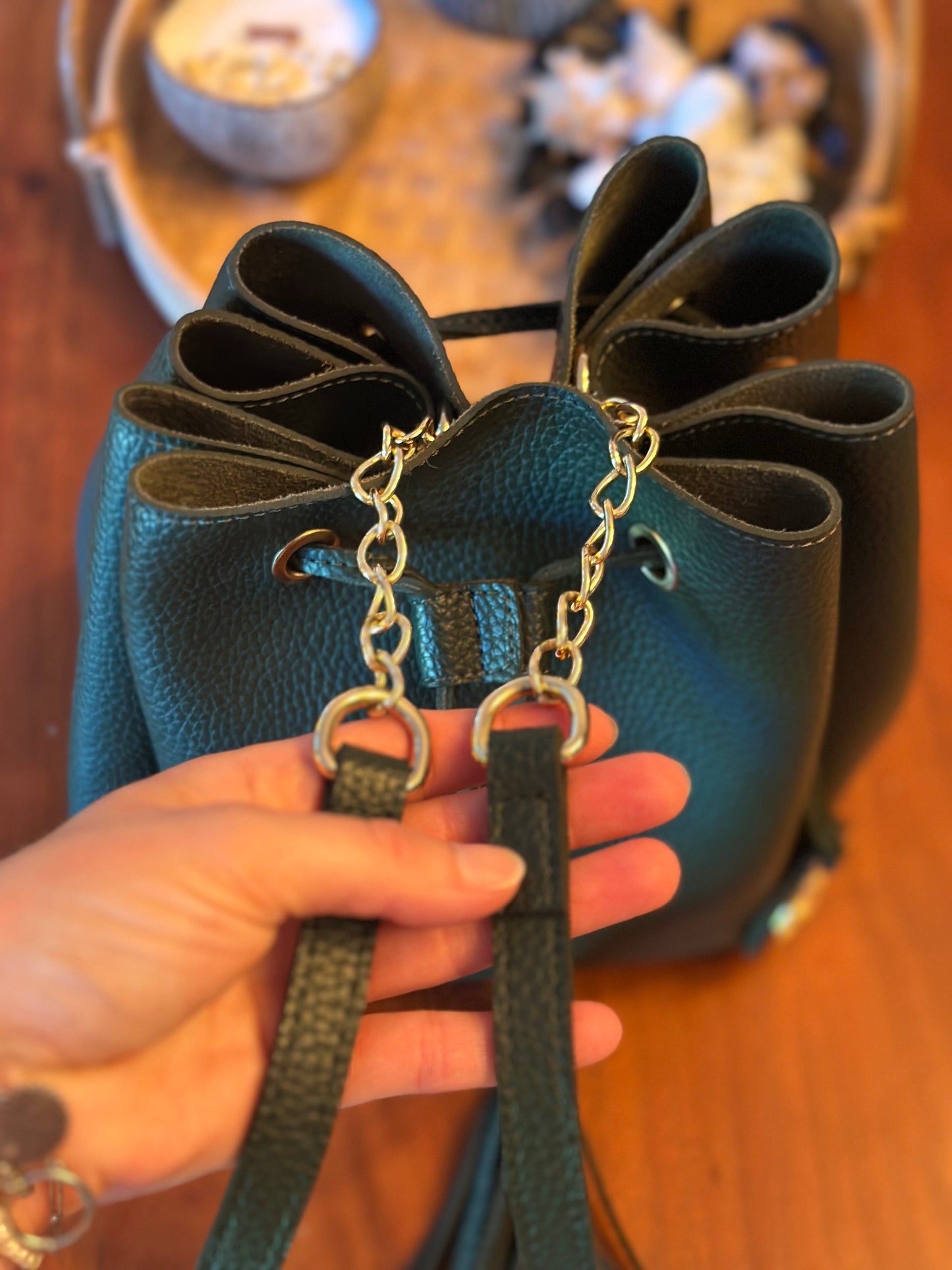 Sac seau uni vert