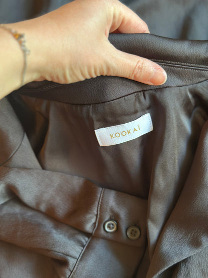 Robe blazer noire satinée T.38