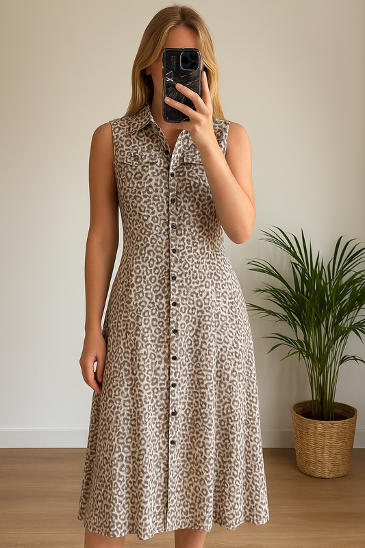 Robe mi-longue léopard écru T.34
